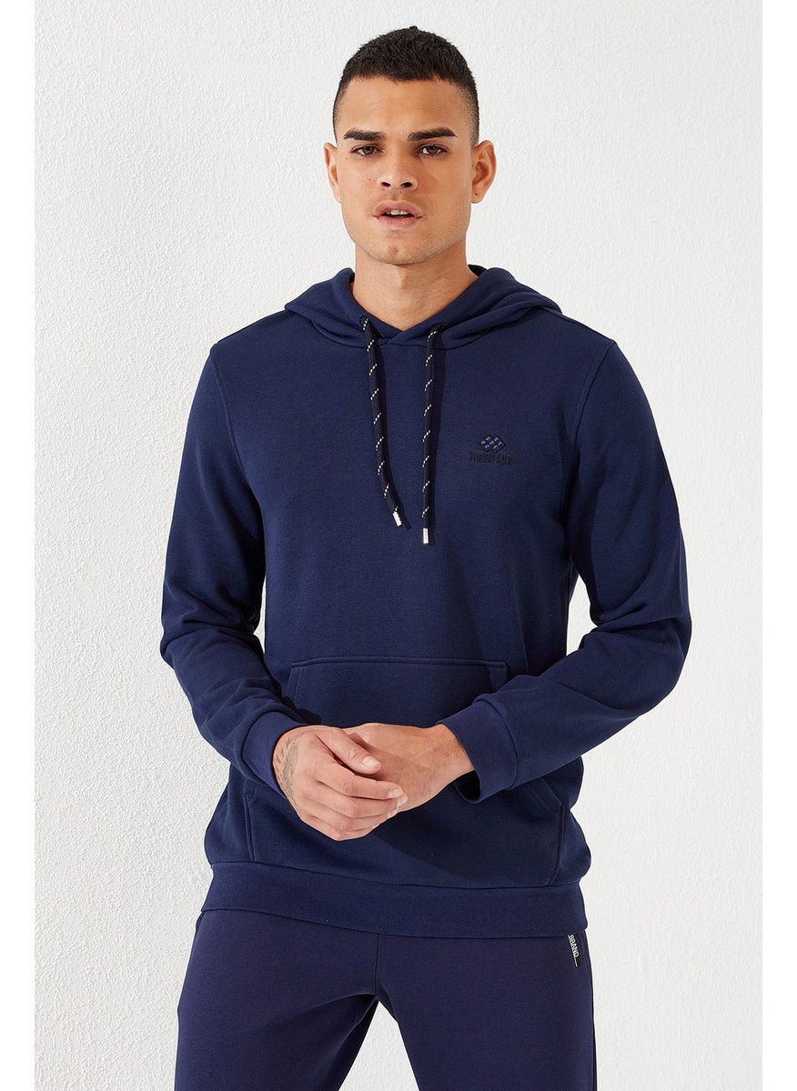 Indigo Men's Kangaroo Pocket Standard Fit Hooded SWEATSHIRT-87872