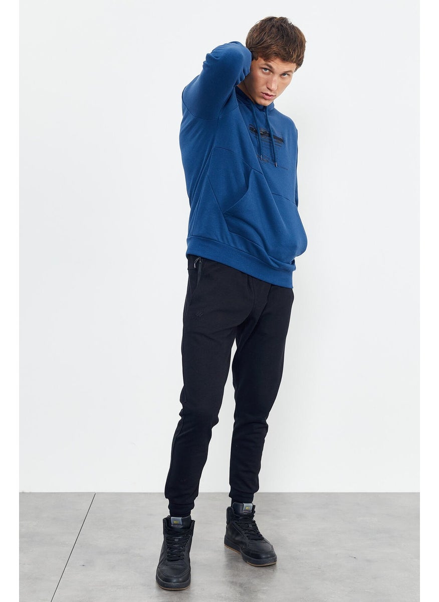 Indigo Men's Printed Hooded Kangaroo Pocket Casual Form Sweatshirt - 88019