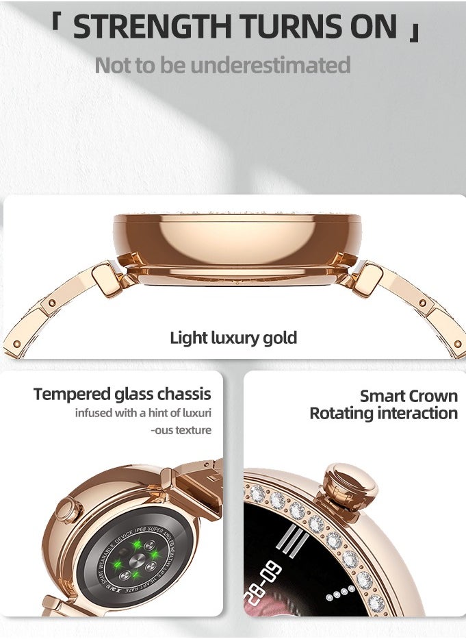 LENYES LW-246 Queen Smart Watch For Women With AMOLED Always On Display Bluetooth Calling Waterproof Fitness Watches For Android iOS Gold