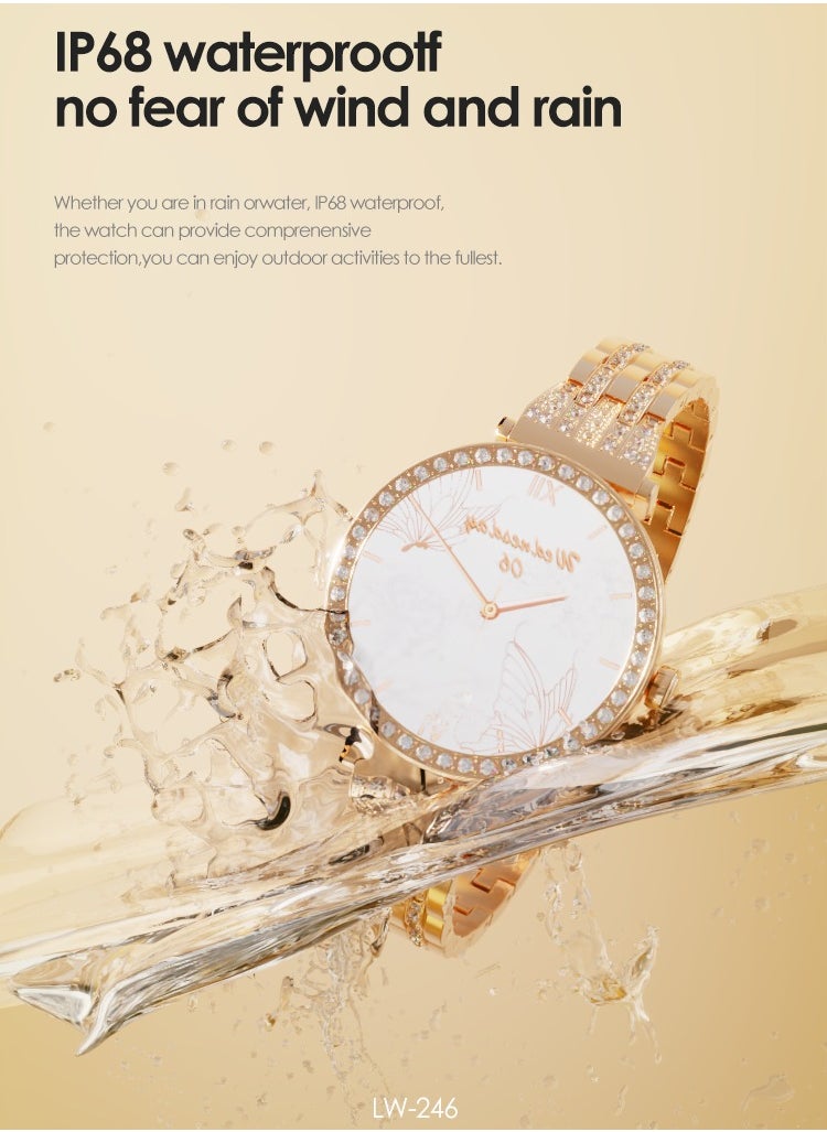 LENYES LW-246 Queen Smart Watch For Women With AMOLED Always On Display Bluetooth Calling Waterproof Fitness Watches For Android iOS Gold
