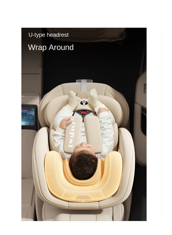 German DWARFOO Portable Car Seat for Babies & Children Aged 0 - 12, with 5 - Point Harness & Foldable Support Leg, Ideal for In - car Use- White