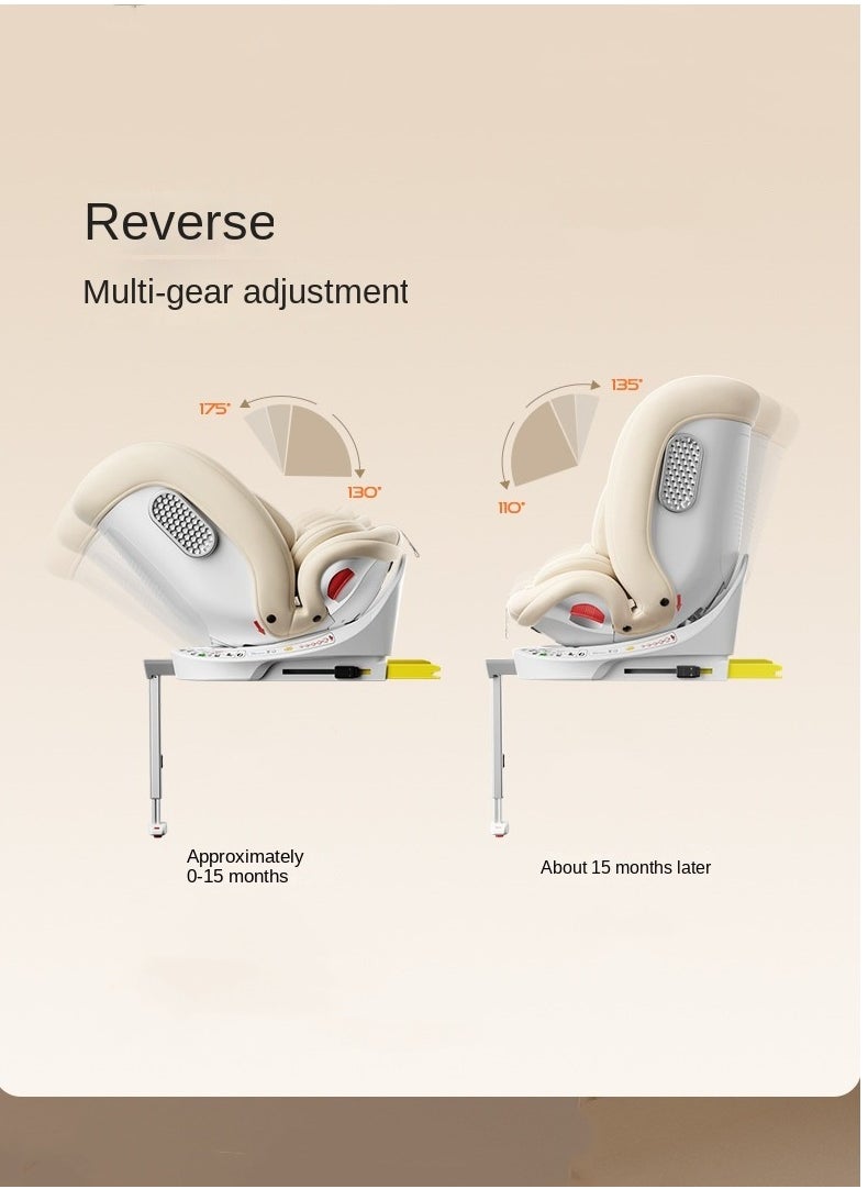 German DWARFOO Portable Car Seat for Babies & Children Aged 0 - 12, with 5 - Point Harness & Foldable Support Leg, Ideal for In - car Use- White
