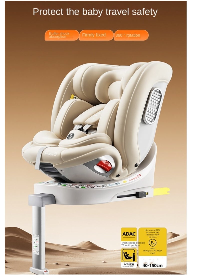 German DWARFOO Portable Car Seat for Babies & Children Aged 0 - 12, with 5 - Point Harness & Foldable Support Leg, Ideal for In - car Use- White