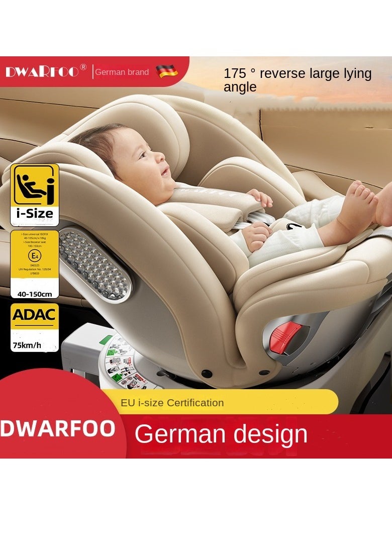German DWARFOO Portable Car Seat for Babies & Children Aged 0 - 12, with 5 - Point Harness & Foldable Support Leg, Ideal for In - car Use- White