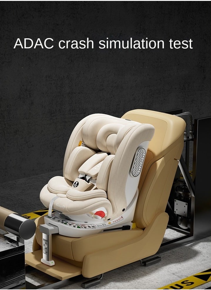 German DWARFOO Portable Car Seat for Babies & Children Aged 0 - 12, with 5 - Point Harness & Foldable Support Leg, Ideal for In - car Use- White