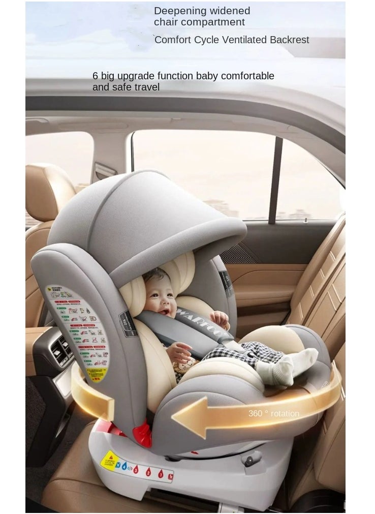 German DWARFOO Portable Car Seat for Babies & Children Aged 0 - 12, with 5 - Point Harness & Foldable Support Leg, Ideal for In - car Use- White