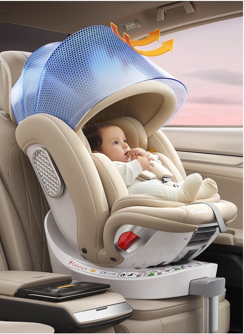 German DWARFOO Portable Car Seat for Babies & Children Aged 0 - 12, with 5 - Point Harness & Foldable Support Leg, Ideal for In - car Use- White
