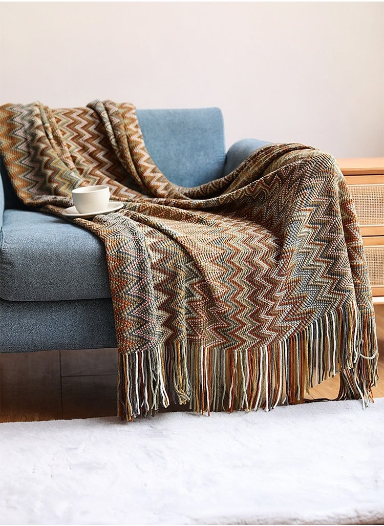 Oversized Striped Sofa Blanket 51