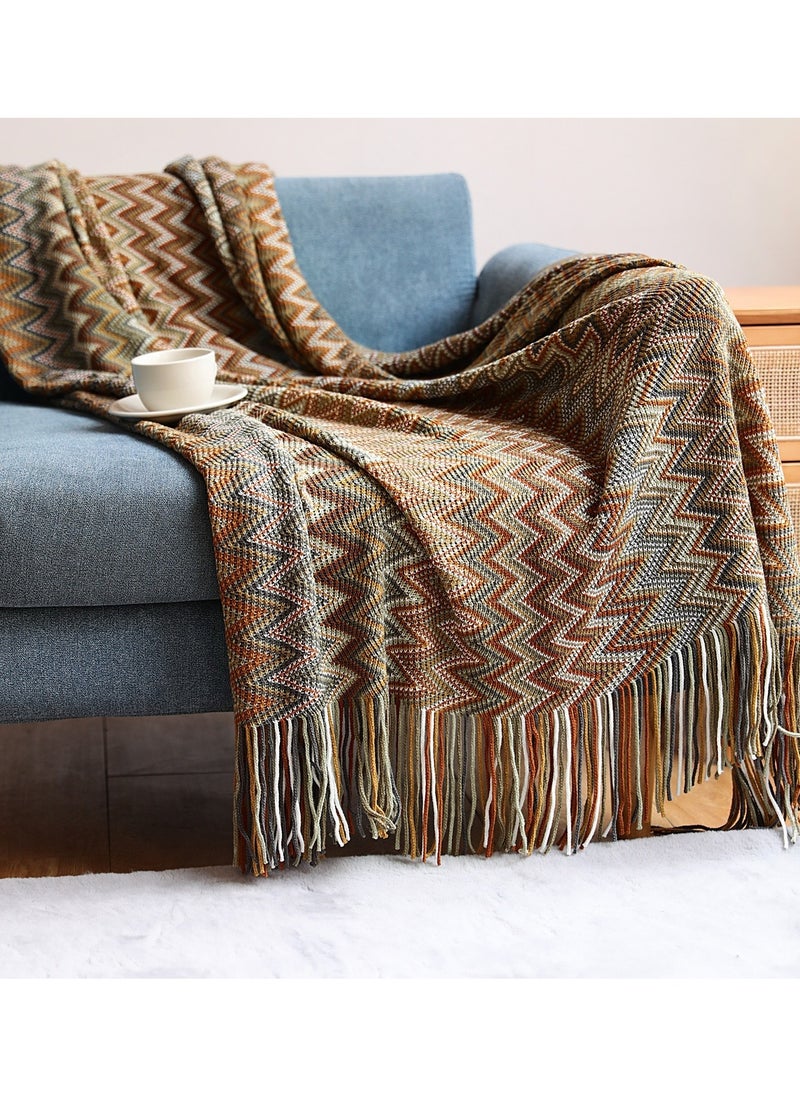 Oversized Striped Sofa Blanket 51