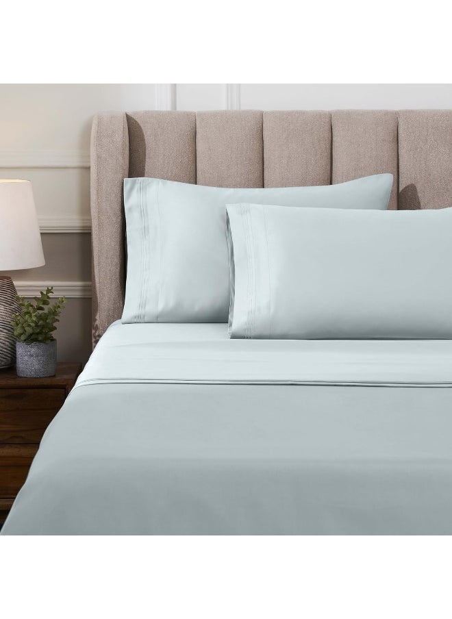SUPERIOR Egyptian Cotton 1000 Thread Count Extra Deep Pocket Sheet Set, Includes 1 Fully Elasticized Fitted Sheet, 1 Flat Sheet, 2 Pillowcases, Bedding Essentials Decor, California King, Baby Blue