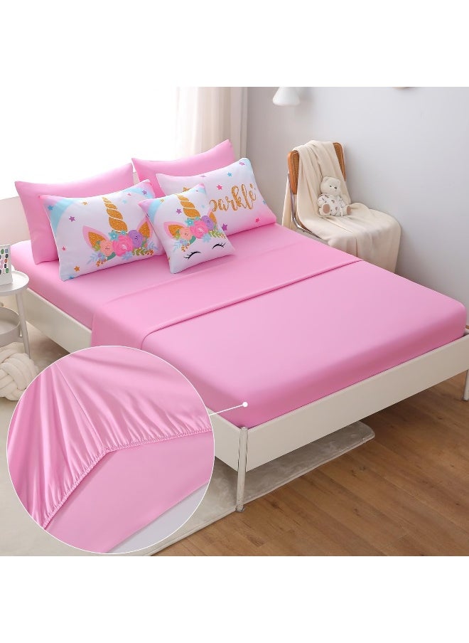 JQinHome Unicorn Queen Bedding Sets for Girls Kids, 8 Piece Bed in A Bag 3D Colorful Flower Girl Unicorn Comforter Set with Sheet Set (Sparkle)