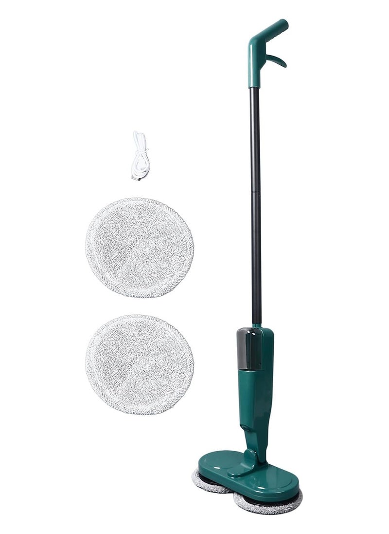 Electric Spray Mop, Floor Cleaner,Retractable Spin Mop with Water Spray, Flat Mop with 2 Pcs Reusable Pads, 60Mins Running Time,Lazy Mop for Wood, Hardwood, Laminate, Tile,Marble Floors ,Green