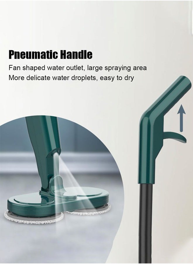 Electric Spray Mop, Floor Cleaner,Retractable Spin Mop with Water Spray, Flat Mop with 2 Pcs Reusable Pads, 60Mins Running Time,Lazy Mop for Wood, Hardwood, Laminate, Tile,Marble Floors ,Green