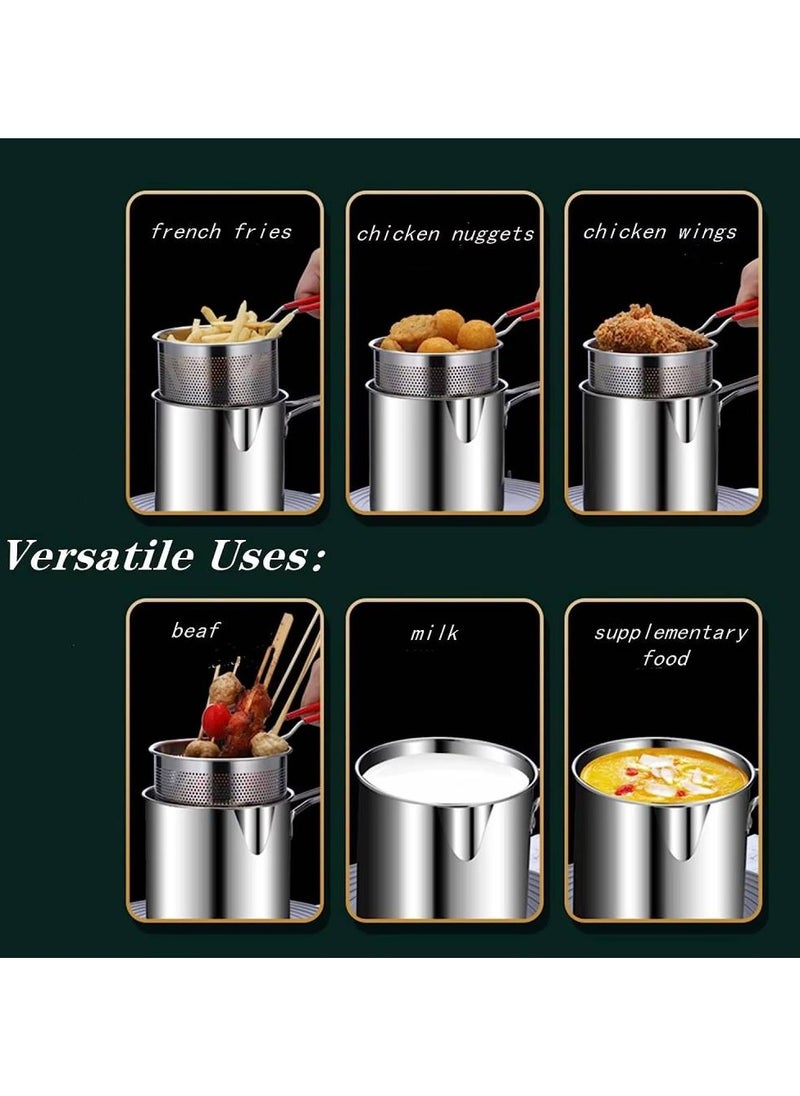 Deep Frying Pot Kitchen Fryer With Strainer Stainless Steel Tempura Fryer Pan Fry Pot Chicken Fried Chicken Cooking Tools