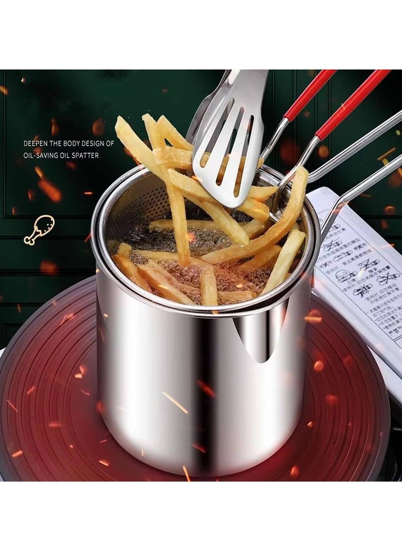 Deep Frying Pot Kitchen Fryer With Strainer Stainless Steel Tempura Fryer Pan Fry Pot Chicken Fried Chicken Cooking Tools