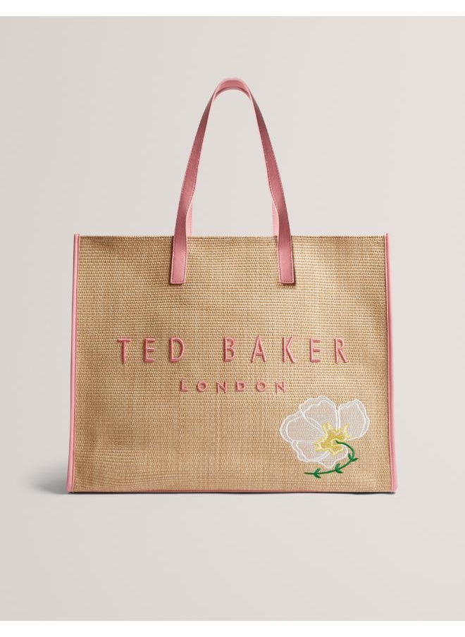 Floraff Floral Applique  Raffia Icon Bag