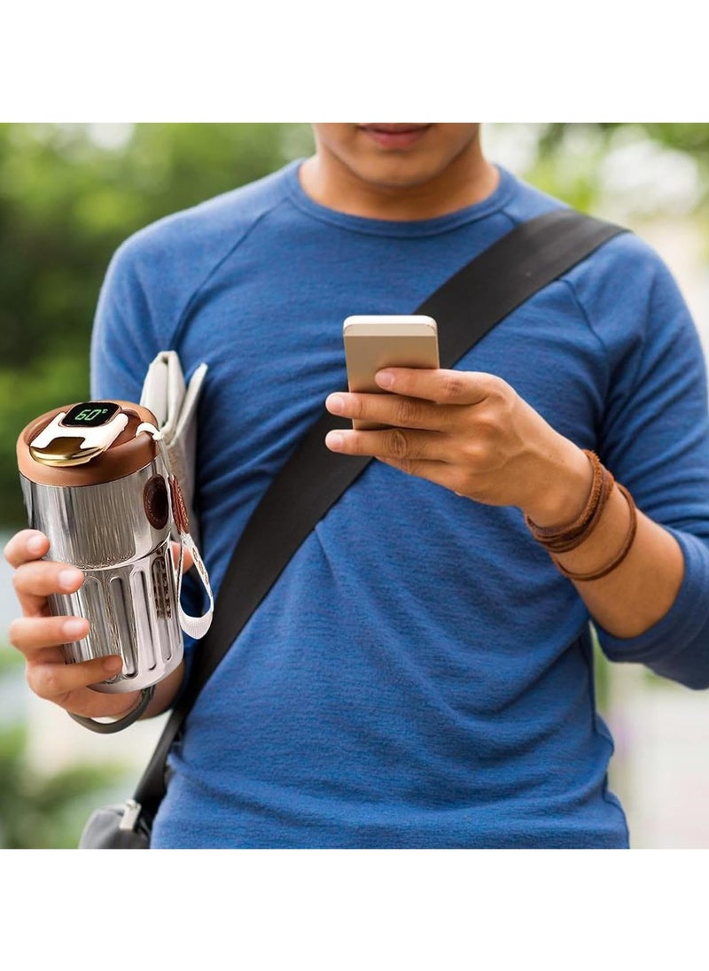 Smart Vacuum Flask, Digital LED Temperature Smart Coffee Mug, 450ml Portable Vacuum Insulated Travel Mug, Water Bottle Spill Proof for Home Car Travel