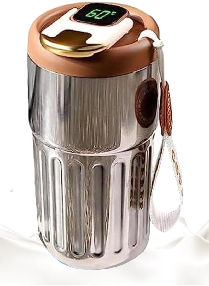 Smart Vacuum Flask, Digital LED Temperature Smart Coffee Mug, 450ml Portable Vacuum Insulated Travel Mug, Water Bottle Spill Proof for Home Car Travel