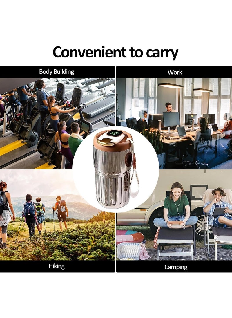 Smart Vacuum Flask, Digital LED Temperature Smart Coffee Mug, 450ml Portable Vacuum Insulated Travel Mug, Water Bottle Spill Proof for Home Car Travel