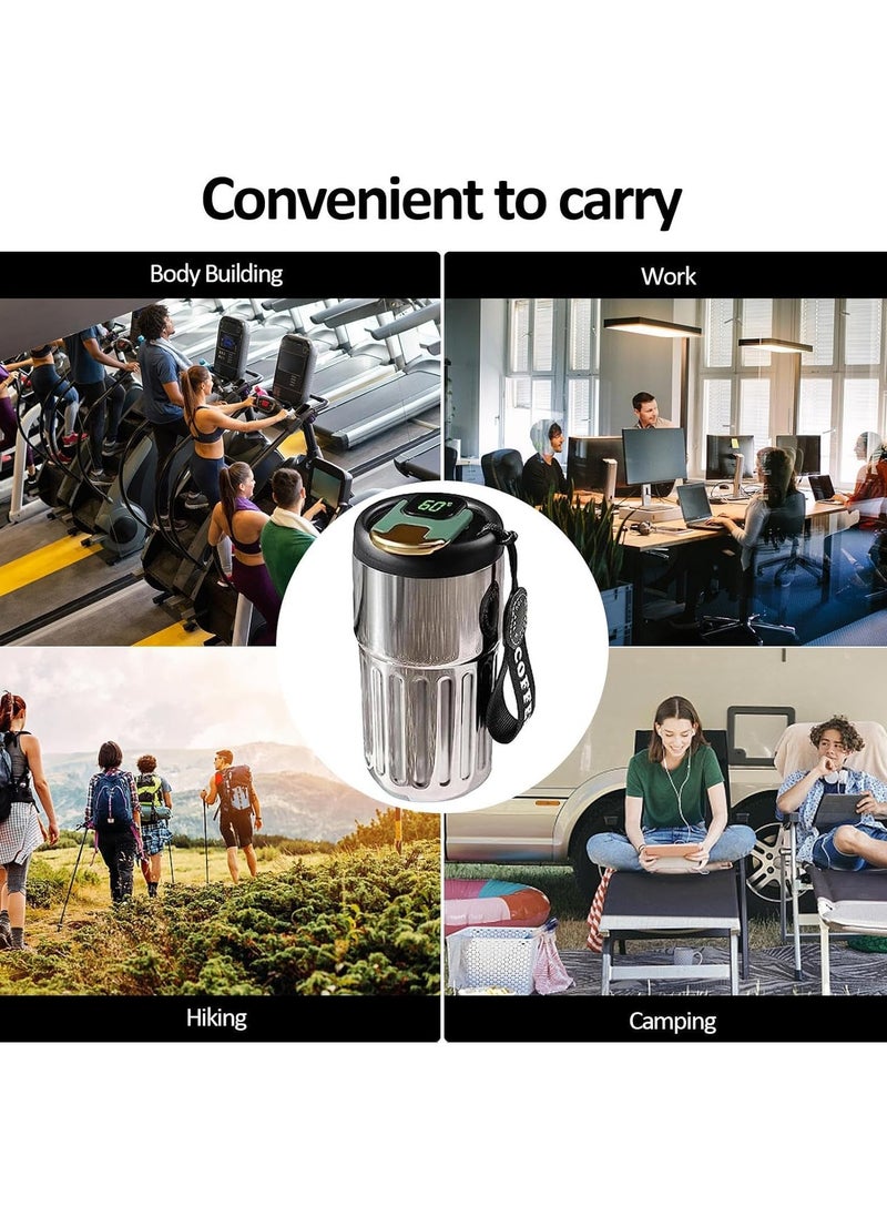 Smart Vacuum Flask, Digital LED Temperature Smart Coffee Mug, 450ml Portable Vacuum Insulated Travel Mug, Water Bottle Spill Proof for Home Car Travel