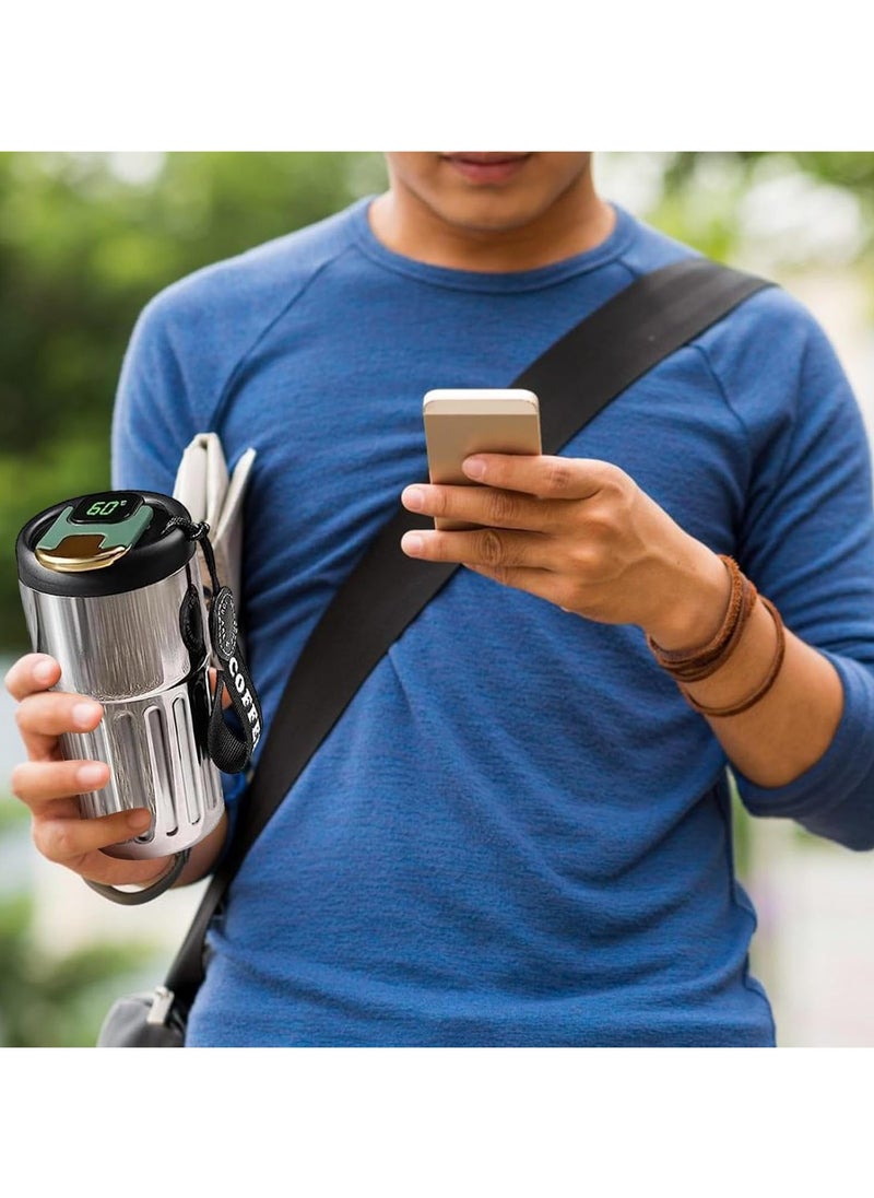 Smart Vacuum Flask, Digital LED Temperature Smart Coffee Mug, 450ml Portable Vacuum Insulated Travel Mug, Water Bottle Spill Proof for Home Car Travel