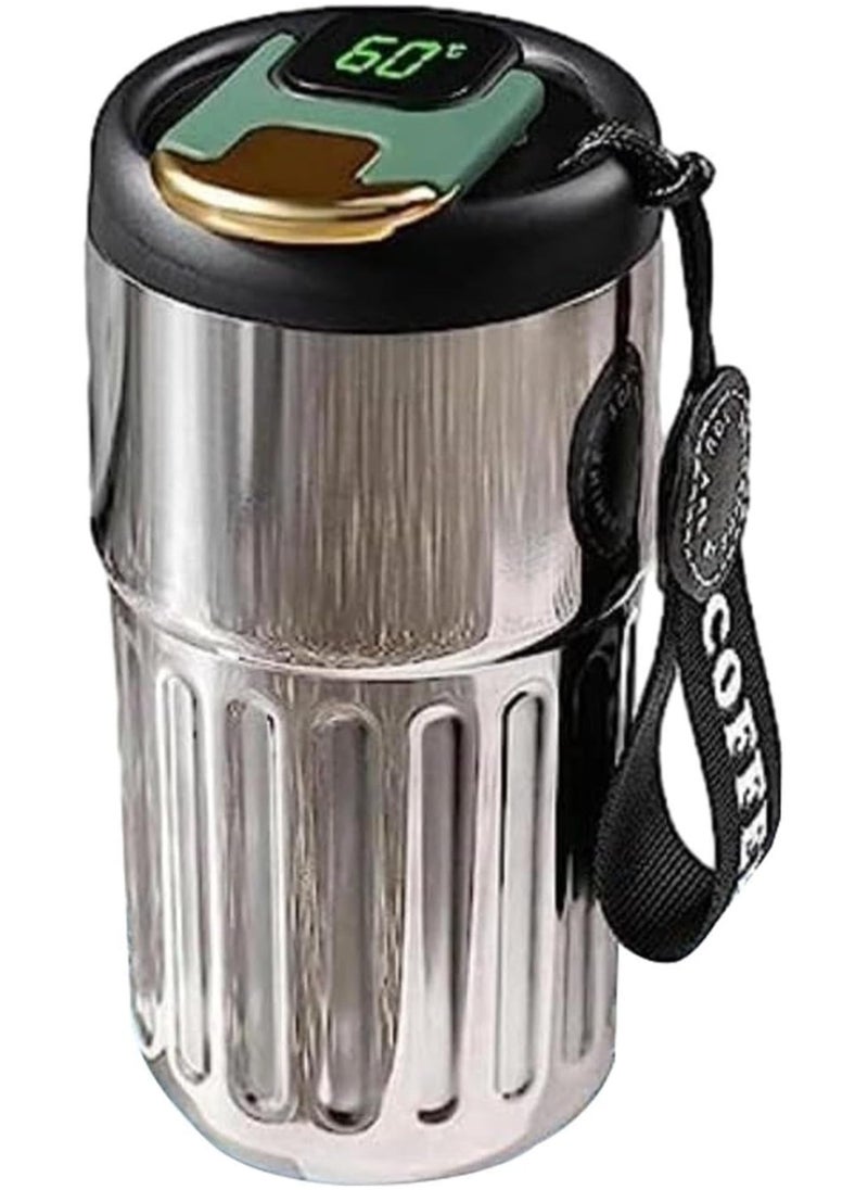 Smart Vacuum Flask, Digital LED Temperature Smart Coffee Mug, 450ml Portable Vacuum Insulated Travel Mug, Water Bottle Spill Proof for Home Car Travel