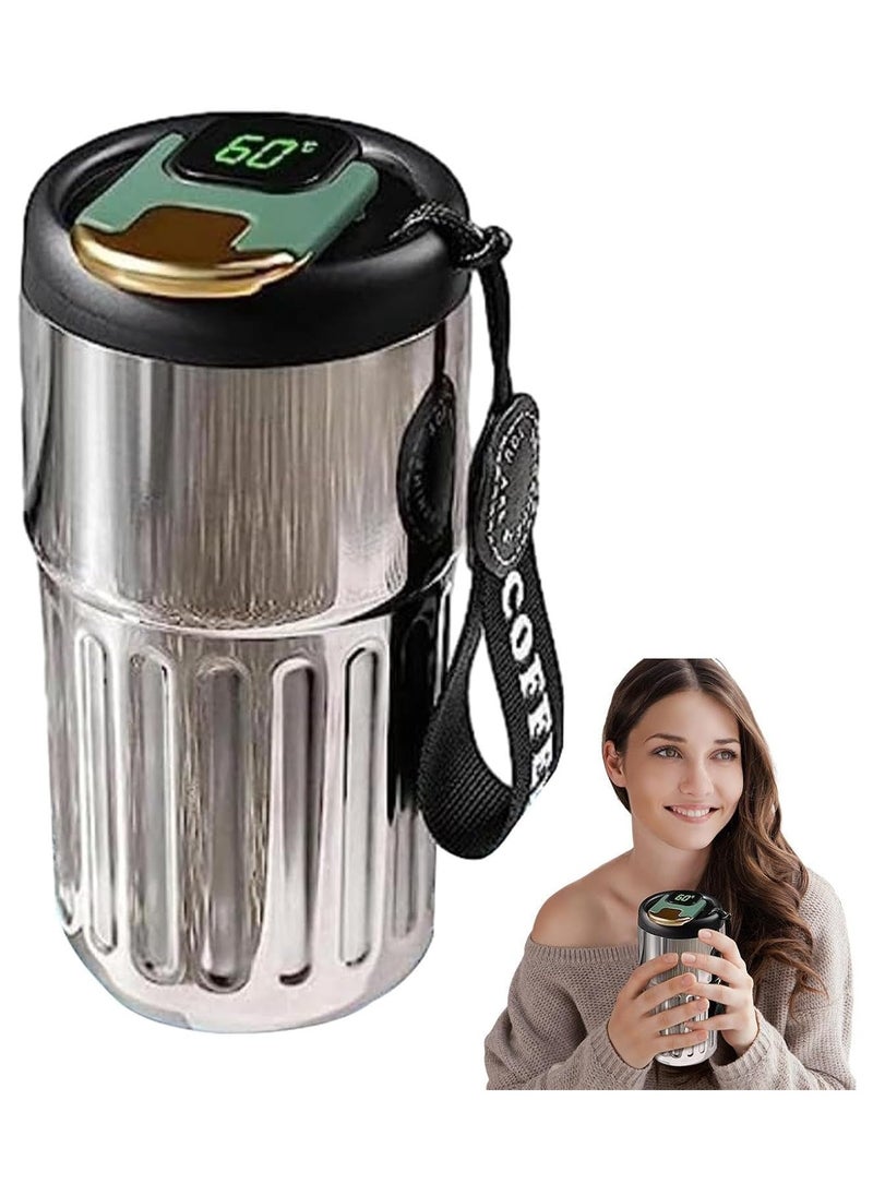 Smart Vacuum Flask, Digital LED Temperature Smart Coffee Mug, 450ml Portable Vacuum Insulated Travel Mug, Water Bottle Spill Proof for Home Car Travel