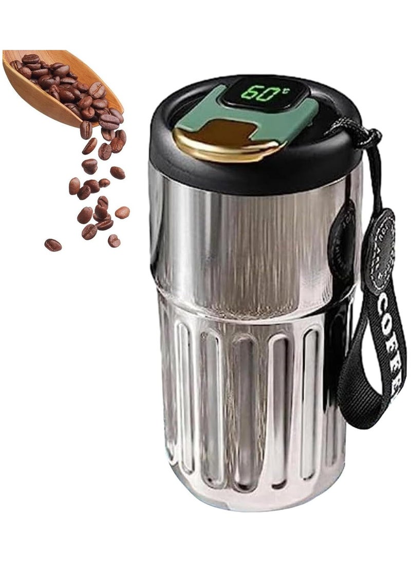Smart Vacuum Flask, Digital LED Temperature Smart Coffee Mug, 450ml Portable Vacuum Insulated Travel Mug, Water Bottle Spill Proof for Home Car Travel