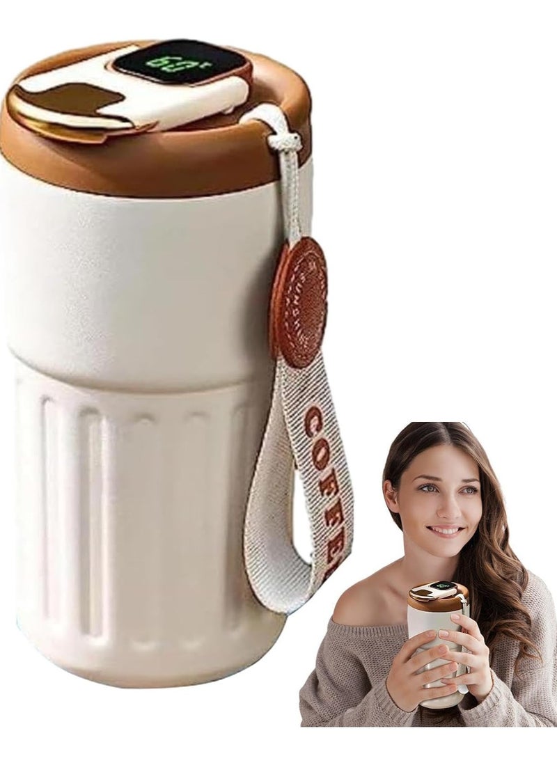 Smart Vacuum Flask, Digital LED Temperature Smart Coffee Mug, 450ml Portable Vacuum Insulated Travel Mug, Water Bottle Spill Proof for Home Car Travel