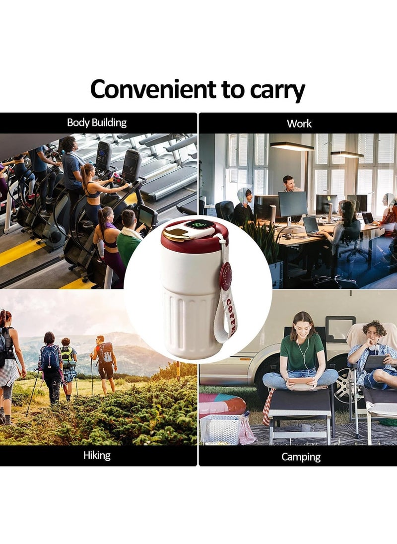 Smart Vacuum Flask, Digital LED Temperature Smart Coffee Mug, 450ml Portable Vacuum Insulated Travel Mug, Water Bottle Spill Proof for Home Car Travel