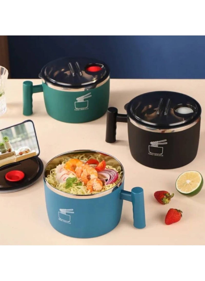 Stainless Steel Bowl With Lid For Instant Noodles Sealed And Portable Drain Bowl For Kitchen Utensils Instant Noodle Partner