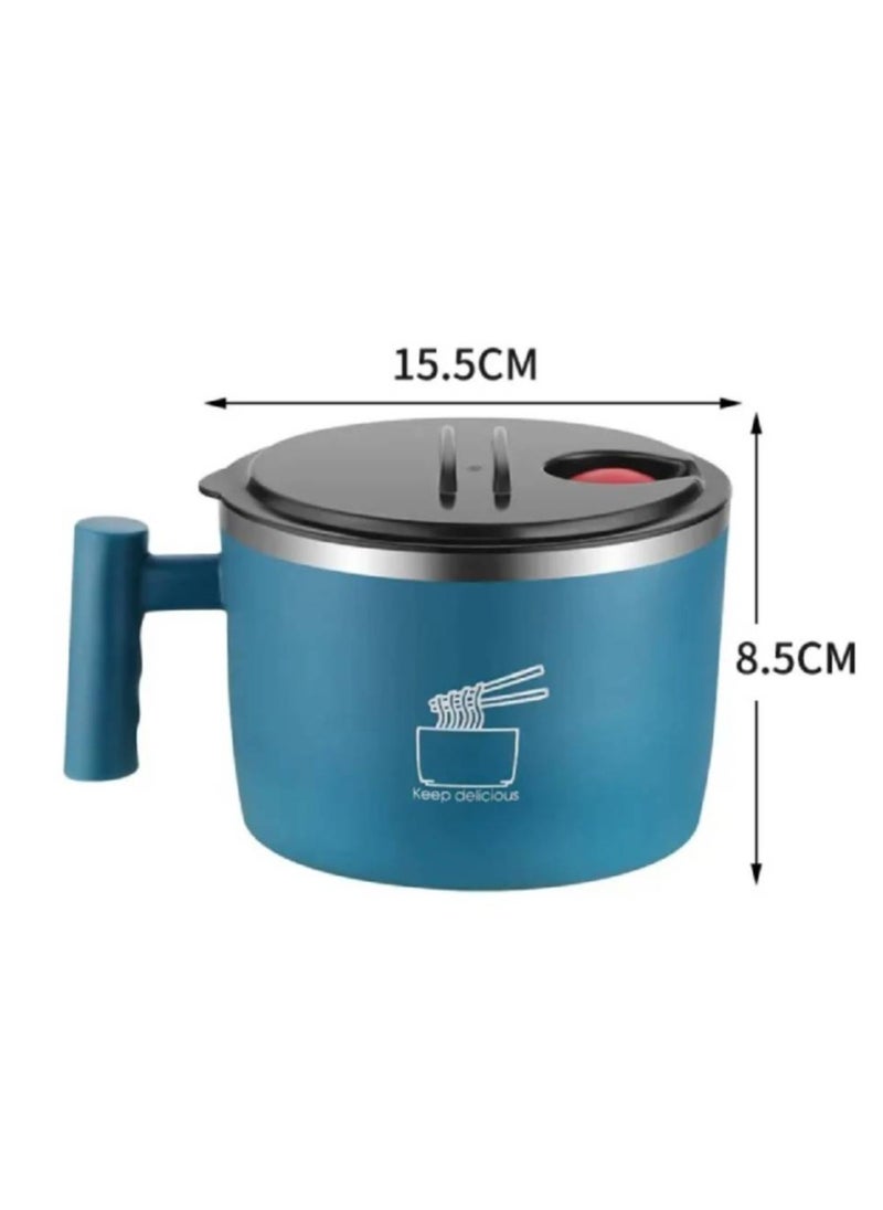 Stainless Steel Bowl With Lid For Instant Noodles Sealed And Portable Drain Bowl For Kitchen Utensils Instant Noodle Partner