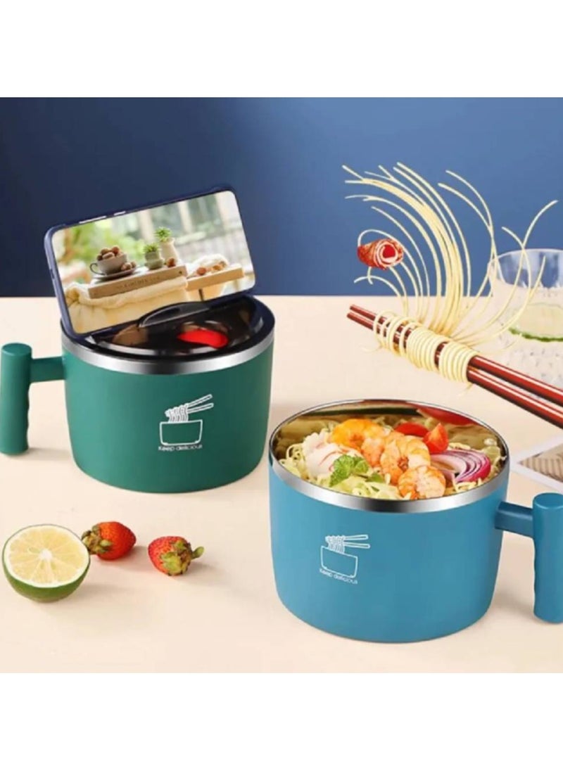 Stainless Steel Bowl With Lid For Instant Noodles Sealed And Portable Drain Bowl For Kitchen Utensils Instant Noodle Partner
