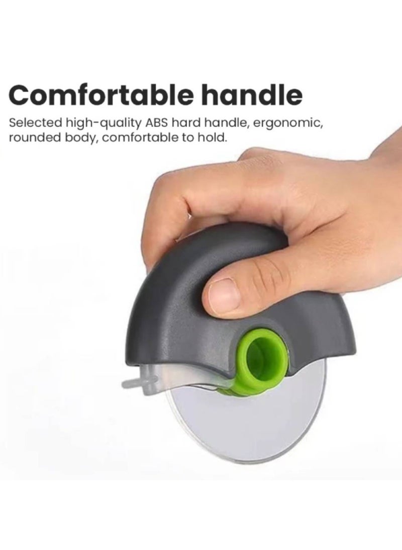 Pizza knife with a Protective Hand Cover Detachable Drum Protective Hand Cutter Stainless Steel Pastry Cutter