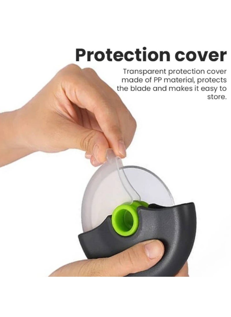 Pizza knife with a Protective Hand Cover Detachable Drum Protective Hand Cutter Stainless Steel Pastry Cutter