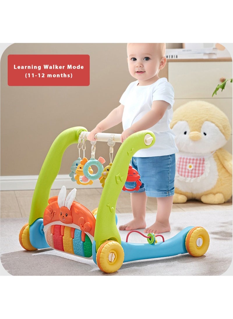 3 in 1 Baby Play Mat Gym, Kick and Play Piano Gym with Music Light, Activity Tummy Time Play mat with 5 Learning Sensory Toys, Infant Gifts for Newborn Baby Toddler 0-14 Months