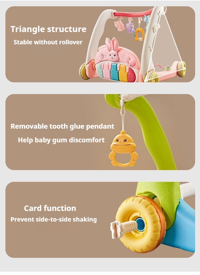 3 in 1 Baby Play Mat Gym, Kick and Play Piano Gym with Music Light, Activity Tummy Time Play mat with 5 Learning Sensory Toys, Infant Gifts for Newborn Baby Toddler 0-14 Months