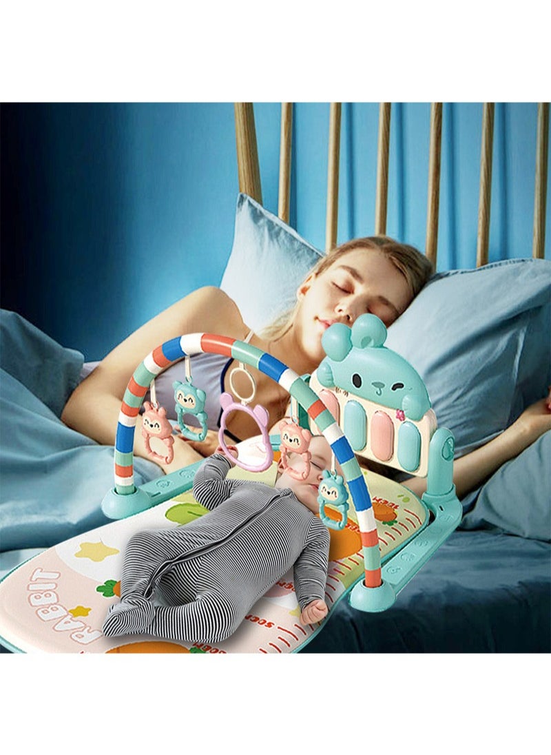 Baby Gyms Play Mats Musical Activity Center Baby Piano Gym Mat Tummy Time Padded Mat for Newborn Toddler Infants