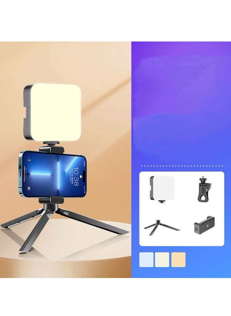 Rectangle Selfie Light with Tripod Stand, LED Light Phone Tripod Portable Phone Holder for iPhone Android Laptop Tablet Video Conference Lighting YouTube Makeup TIK Tok Live Stream