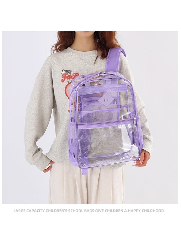 PVC Transparent Backpack Waterproof Large Capacity Senior Male and Female Student Backpack 34*43*15CM