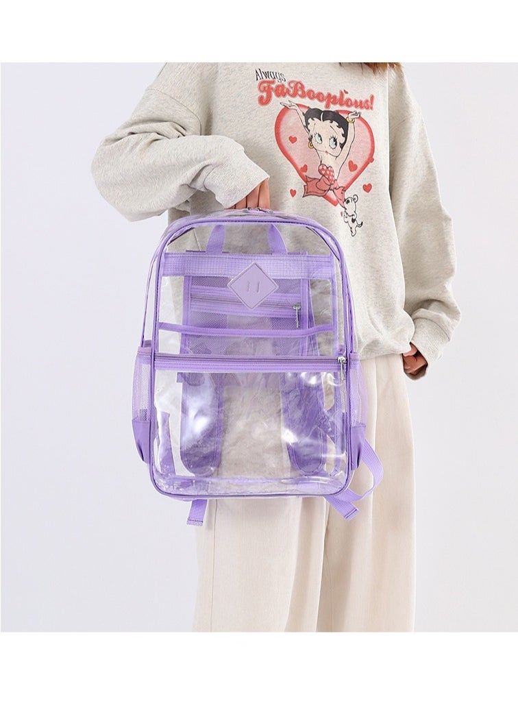 PVC Transparent Backpack Waterproof Large Capacity Senior Male and Female Student Backpack 34*43*15CM
