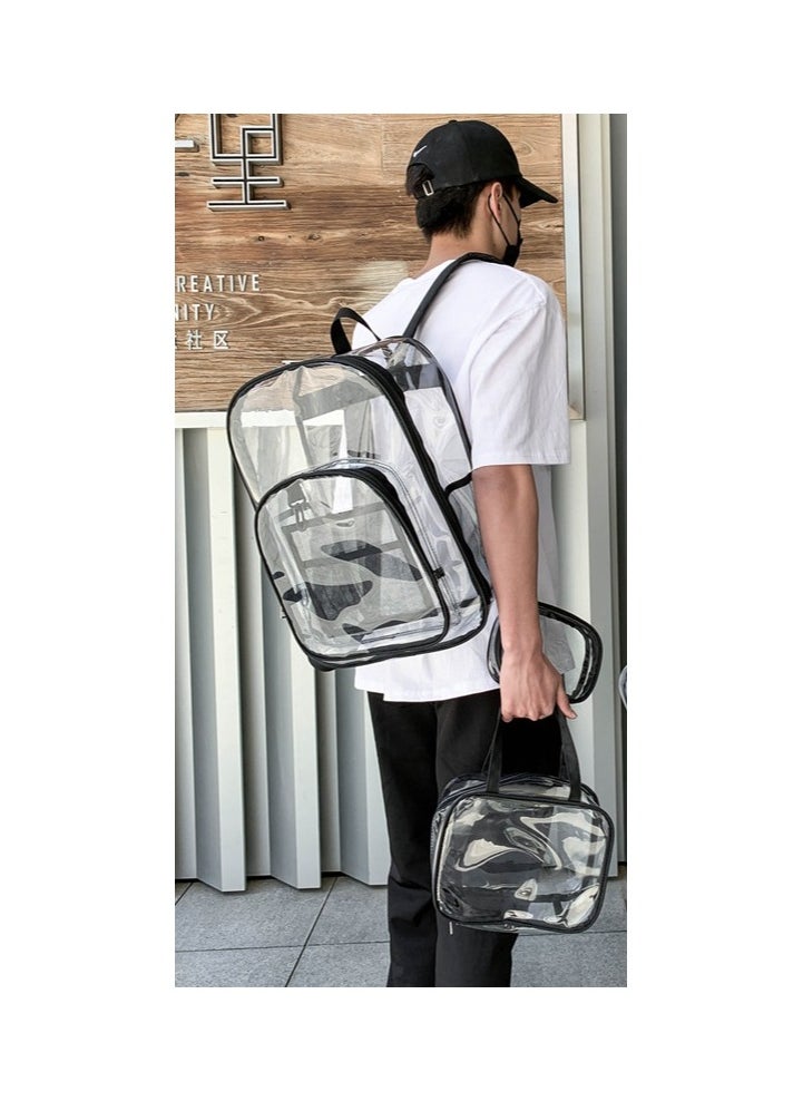 Fashionable PVC Transparent Backpack, Large Capacity Schoolbag For Boys and Girls, Outdoor Waterproof Backpack, Three-piece Set