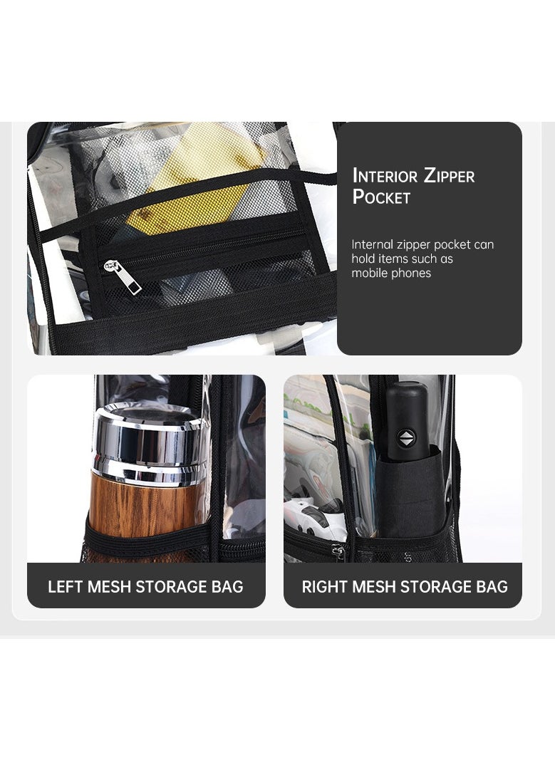 Fashionable PVC Transparent Backpack, Large Capacity Schoolbag For Boys and Girls, Outdoor Waterproof Backpack, Three-piece Set