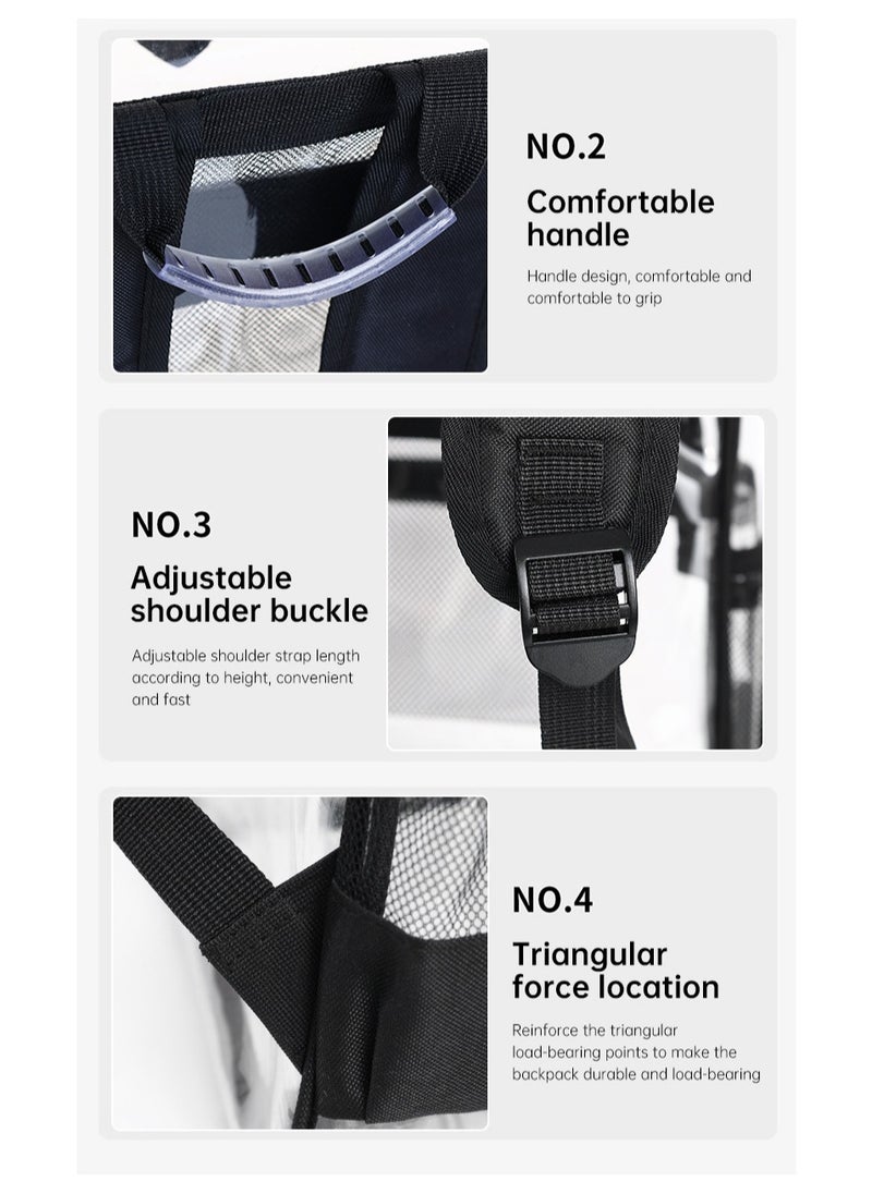 Fashionable PVC Transparent Backpack, Large Capacity Schoolbag For Boys and Girls, Outdoor Waterproof Backpack, Three-piece Set