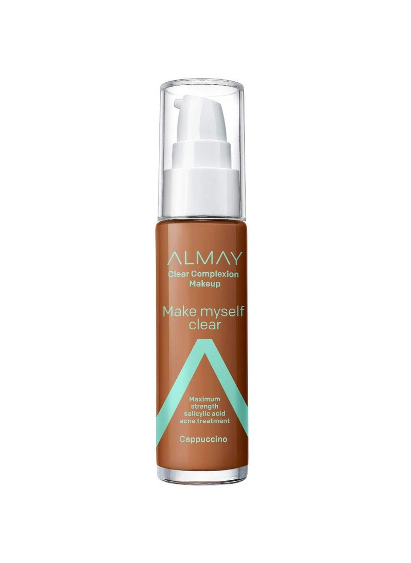 Almay Clear Complexion Makeup, Matte Finish Liquid Foundation with Salicylic Acid, Hypoallergenic, Cruelty Free, -Fragrance Free, Dermatologist Tested, 900 Cappuccino, 1.0 oz
