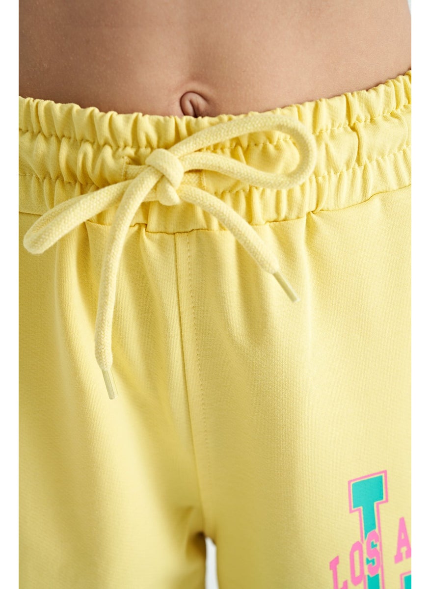 Lemon Text Embroidered Standard Pattern Jogger Girls Tracksuit Bottom - 75120