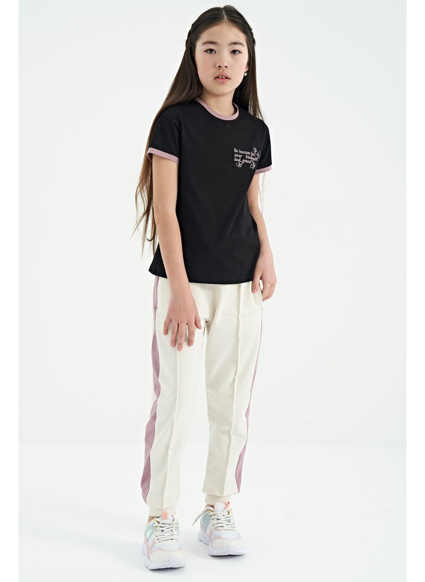 Ecru Side Band Hidden Zipper Pocket Detailed Jogger Girl Tracksuit Bottom - 75122
