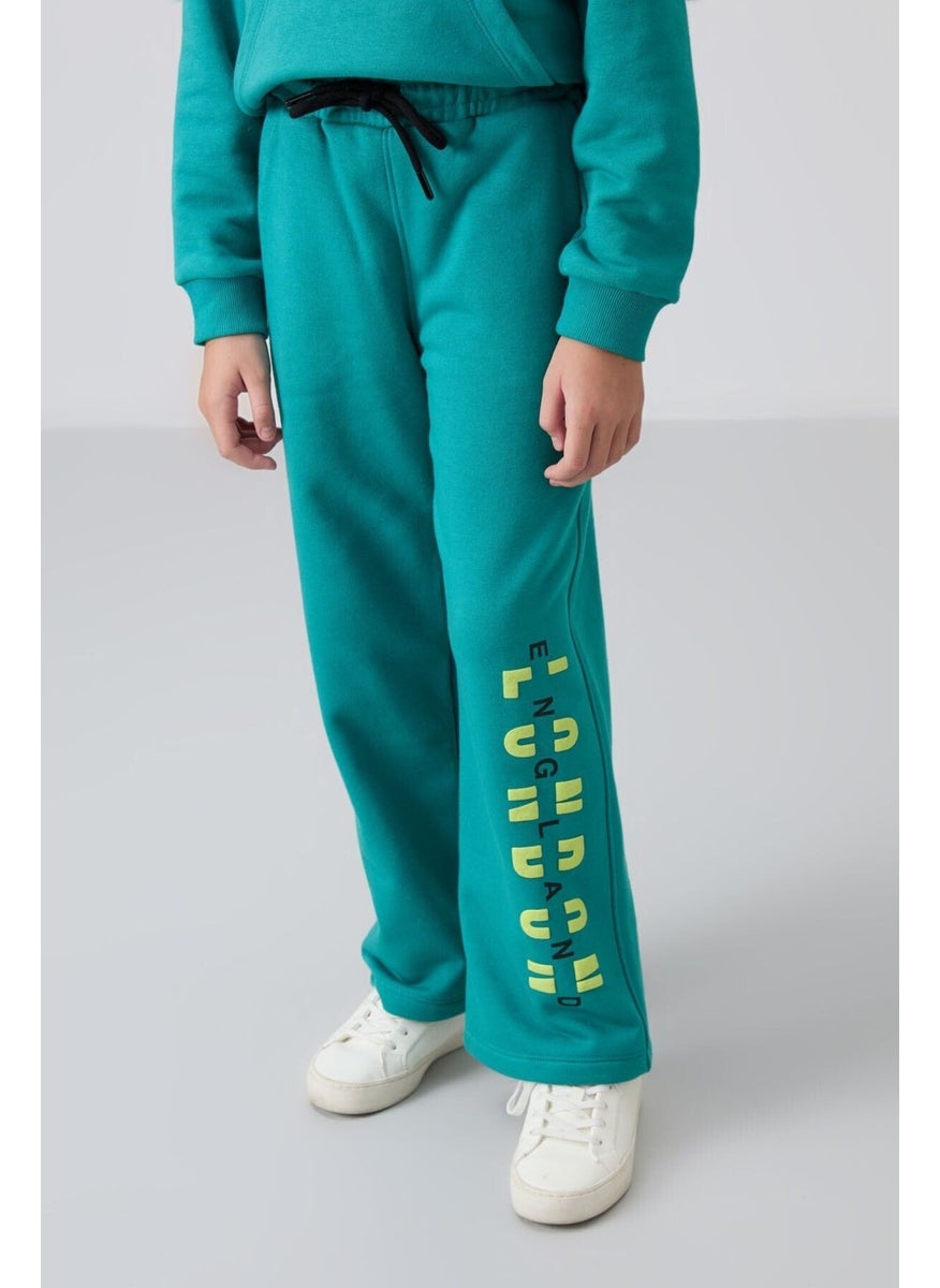 Sea Green Cotton Fluffy Soft Texture Oversize Printed Girls Tracksuit - 75147