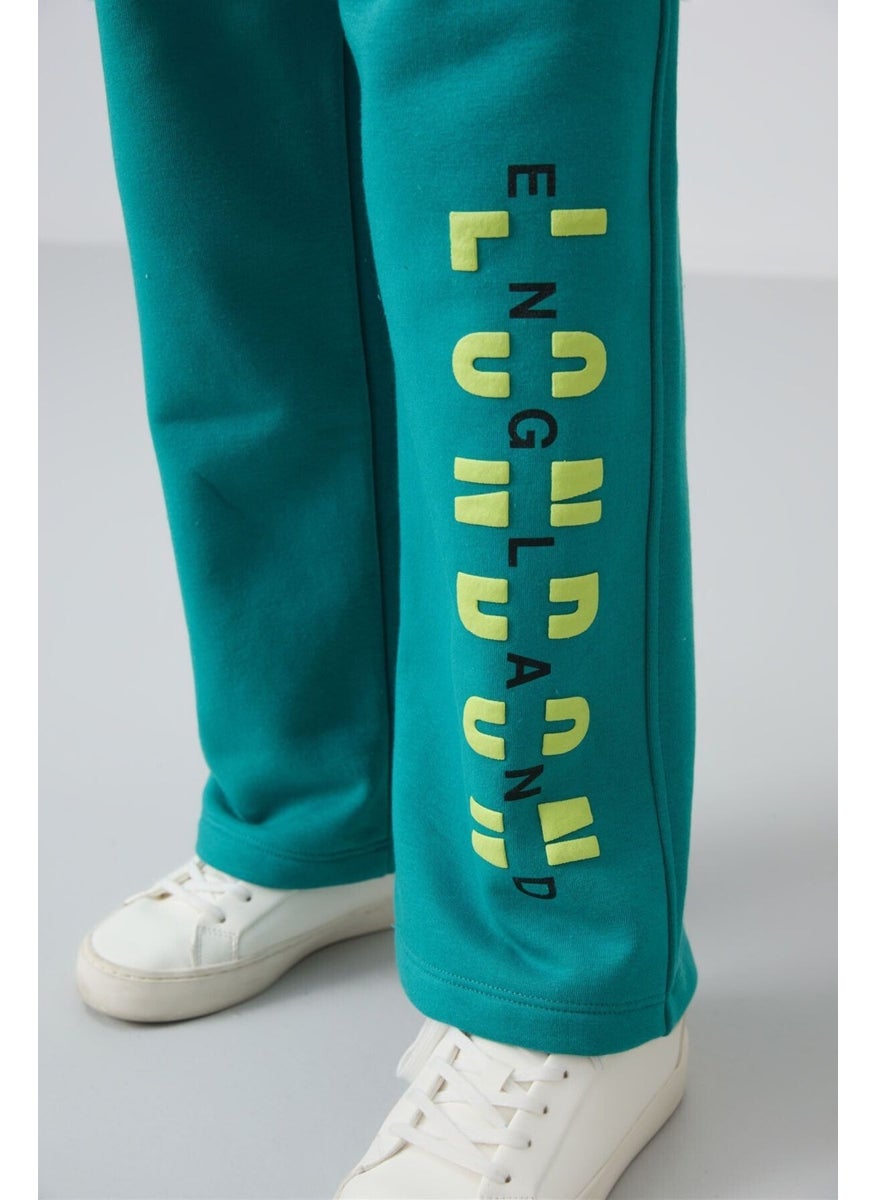 Sea Green Cotton Fluffy Soft Texture Oversize Printed Girls Tracksuit - 75147