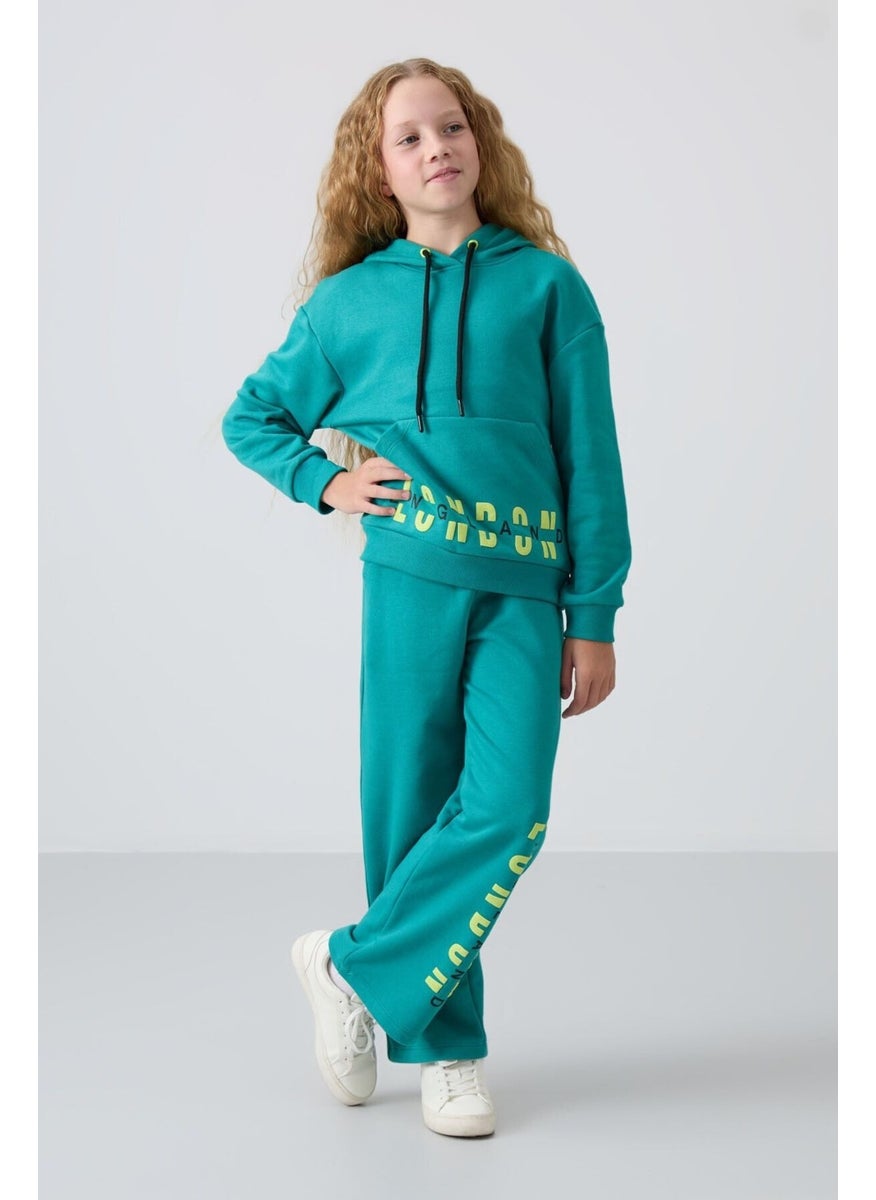Sea Green Cotton Fluffy Soft Texture Oversize Printed Girls Tracksuit - 75147